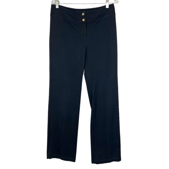 St John Collection Marie Gray Womens Black Straight Leg Pants Trousers size 8 - Picture 1 of 9